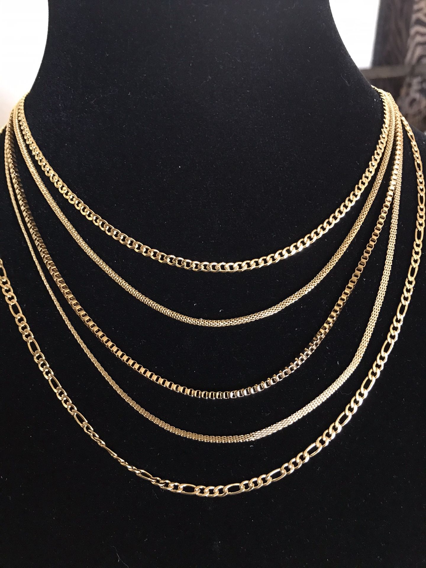 Assorted ion plated yellow gold stainless steel chains