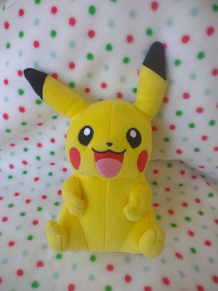 Pokémon Yellow Plush PIKACHU Embroidered Face Stuffed Animal -9” TOMY 2015