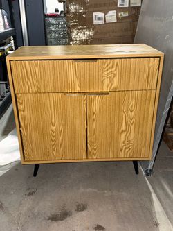 Buffet Cabinet with Drawer, Adjustable Shelf, Fluted Doors (Natural)