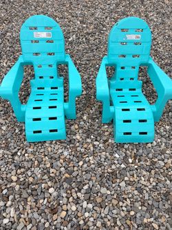 Teal Plastic Kids Adirondack Chairs – Set of 2