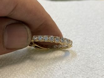14k yellow gold hoops diamonds