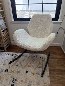 Boucle Rocking Chair With Gold Metal Legs