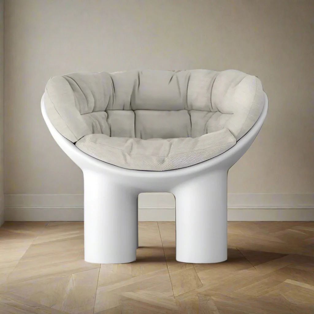 Adorable Driade Roly Poly Armchair Fay Toogood Concrete w Ivory Cushion FFE258-182