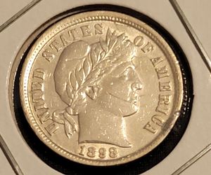 🇺🇸 Rare 1898 Barber Silver Dime - High Grade VF/XF Coin