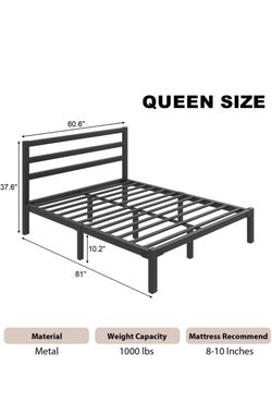Queen Size Metal Bed Frame with Headboard