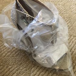 Rhinestone Champagne INC Heels