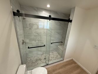 Shower door with install