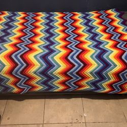 Hand Crocheted RAINDOW THROW. 48” X 62”. BEAUTIFUL COLORS 