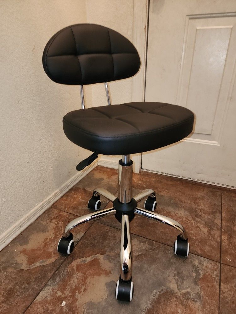 BFTOU Black Square Minimalist Swivel Stool with Wheel Perfect for Work SPA Shop Massage Height-Adjustable and Cost-Effective Rolling Stool Chair with