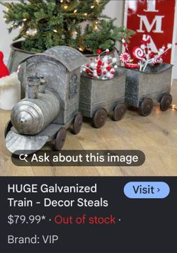 Large Galvanized Holiday Train