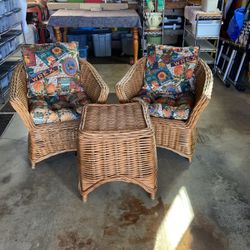 Nice Wicker Twin Chairs  With Matching Table 