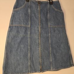 Vintage Jean M.I.H. Mid Length Skirt  With Front Zipper Size Large 