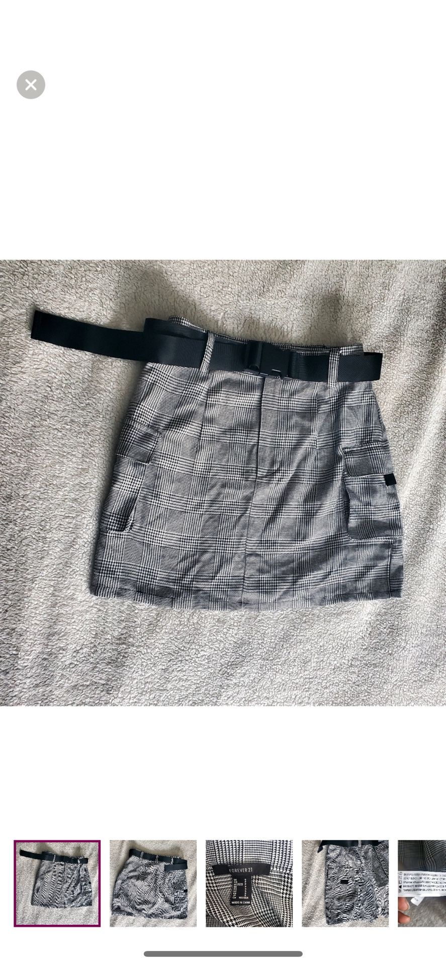 Forever 21 Mini Plaid Skirt School Girl Mini Skirt Black & White Preppy Cargo