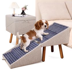 XXLARGE Dog Stairs for Small Dogs Foldable Dog Steps for High Bed 2-in-1 Pet Steps & Ottoman for Bed, 21.06"H Non-Slip Wooden Pet ramp for Puppy Senio