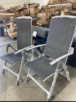 New Domi Patio Folding Chairs Set of 2, Aluminium Frame Outdoor Reclining Patio Chairs for Garden Ca