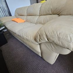leather couch tan, free .... CURB ALERT