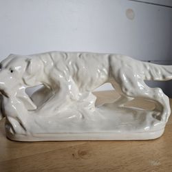 Vintage (Maybe antique) Hunting Bird Dog (English Setter) Glazed Ceramic Figurine 