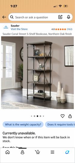 Sauder Canal Street 5-Shelf Bookcase, Northern Oak finish