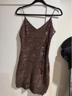 Rose Gold Sequin Mini Dress – Bodycon / Party / Club Dress