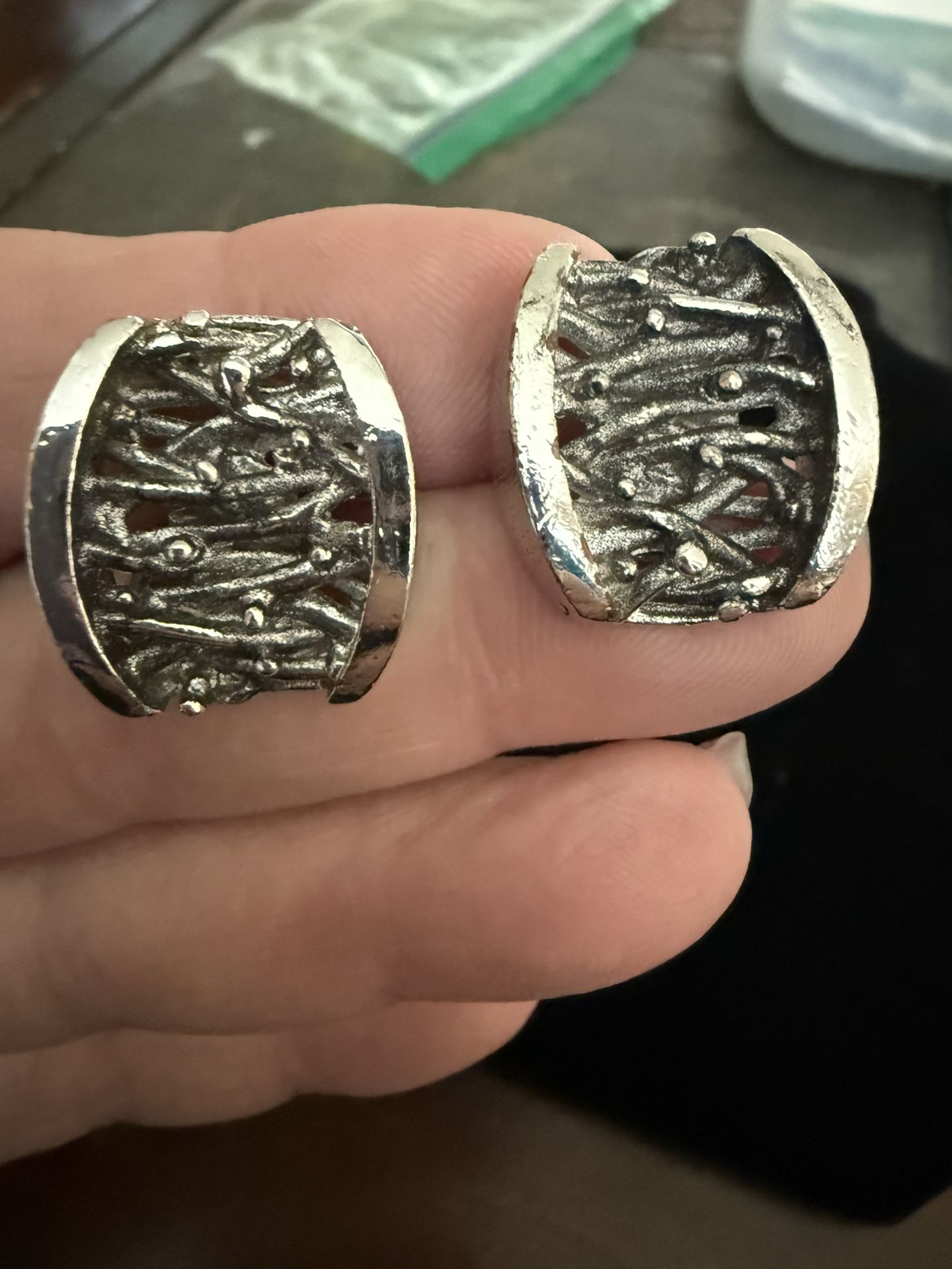 Vintage French Designer Charles Duret modernist Cuff Links