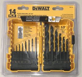 New Dewalt 14pc. Black Oxide Drill Bit Set