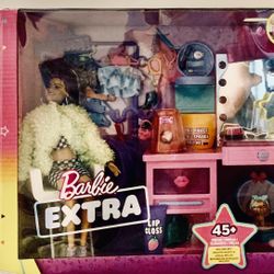 Last One—Barbie Extra Fashion Doll and Vanity Playset with 45+ Accessories, Vanity and Puppy