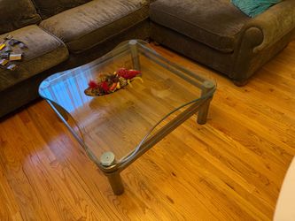 Glass Top Coffee Table with Metal Frame