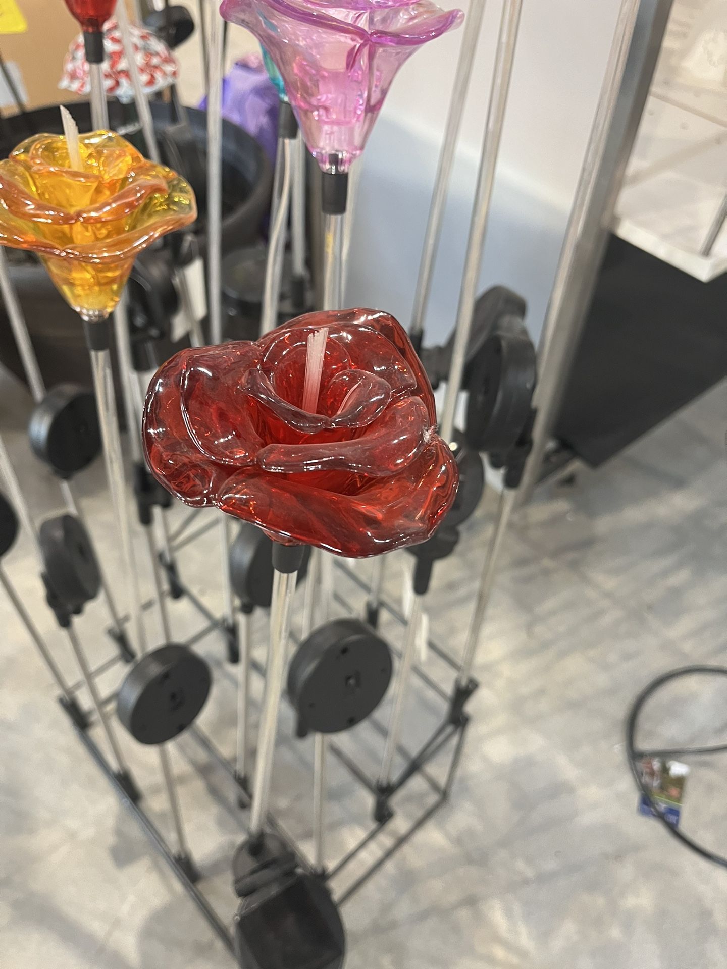 Solar Powered Outdoor Yard Garden Home Decor Colorful Rose Stake $15 Each