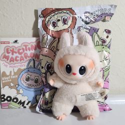 Labubu Exciting Macaron Vinyl Face toy plush doll Soymilk Beige gift