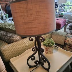 RH Wrought Iron Scroll Table Lamp 3 way switch PB Style Farmhouse