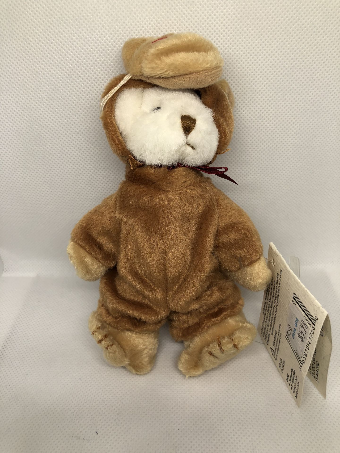 Vintage Ganz Wee Bear Village 1999 White Teddy Bear Congo Brown Monkey Costume 6”