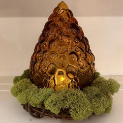 Vintage Amber Glass Globe Wreath W/Votive 2 Available 