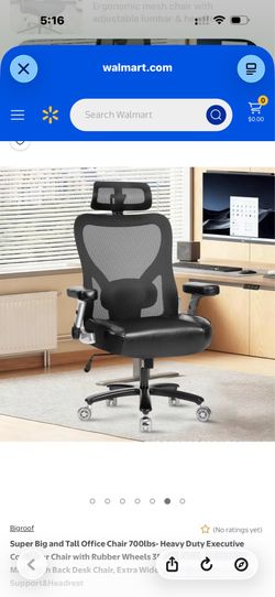 Super Big and Tall Office Chair 700lbs- Heavy Duty Executive Computer Chair with Rubber Wheels 3D Flip Arms, Ergonomic Mesh High Back Desk Chair, Extr