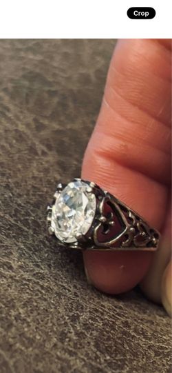 Vintage Sterling Silver Jewelry  1) Vintage Avon Sterling Silver Intertwined Hearts  Faceted CZ Ring     2) Vintage Sterling Silver Hinged w/Filigreed