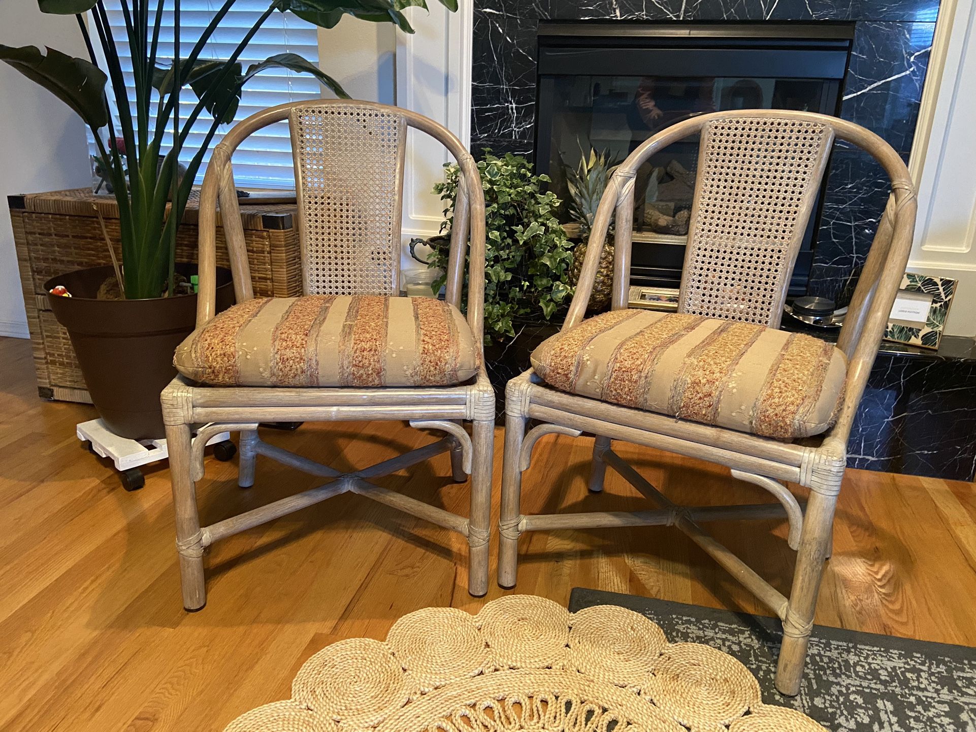 Set of 2 vintage bamboo dining chairs by McGuire