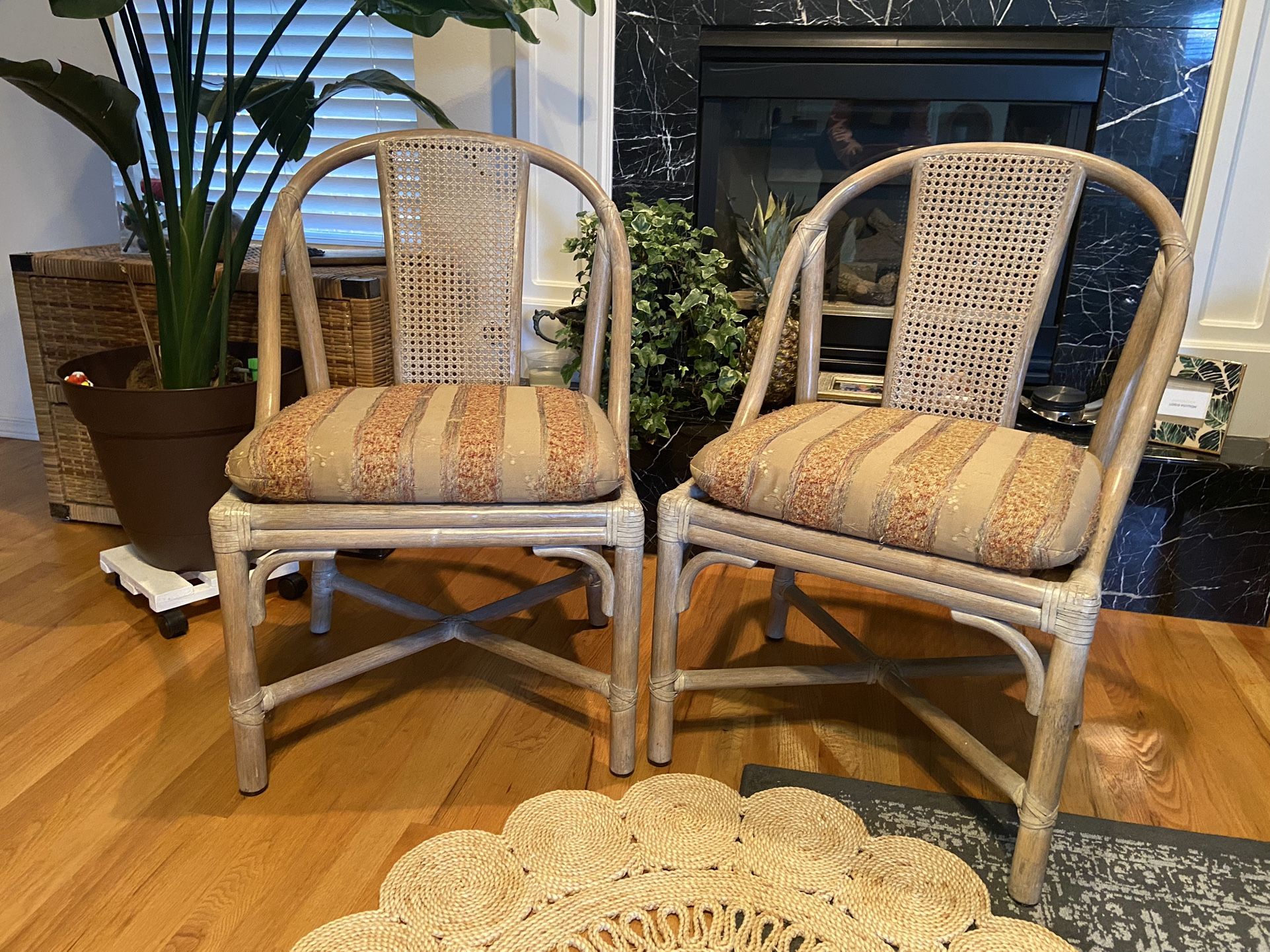 Set of 2 vintage bamboo dining chairs by McGuire 