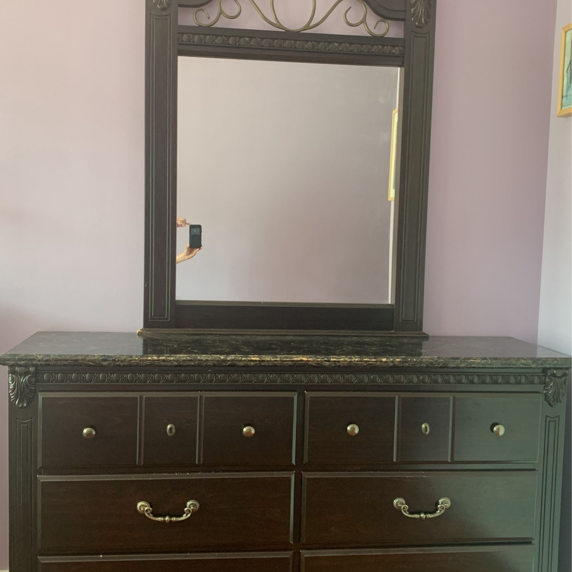 Six Drawer Dresser With Mirror 