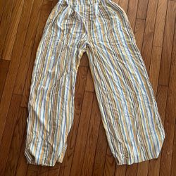 Flared Pants, Yellow-Blue-White, Small