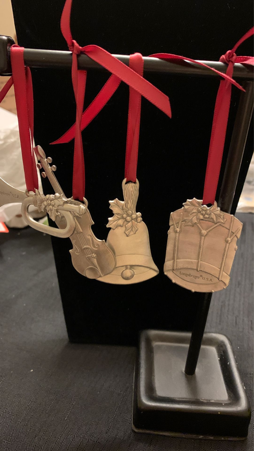 4 longaberger USA Pewter ornaments