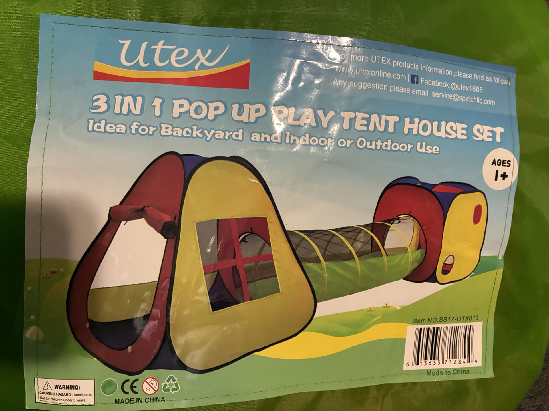 3 In 1 Pop Up Play Tent With Tunnel