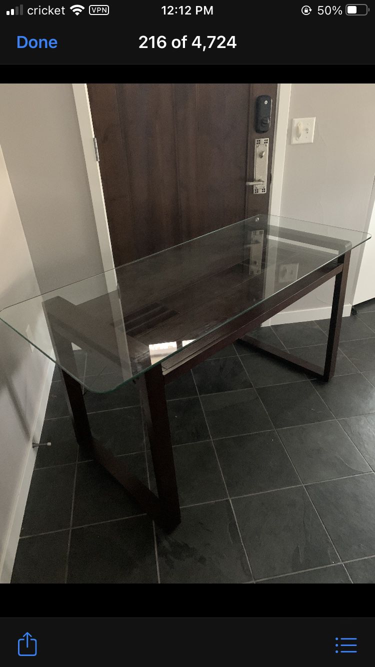 Wood Desk With Glass Top 