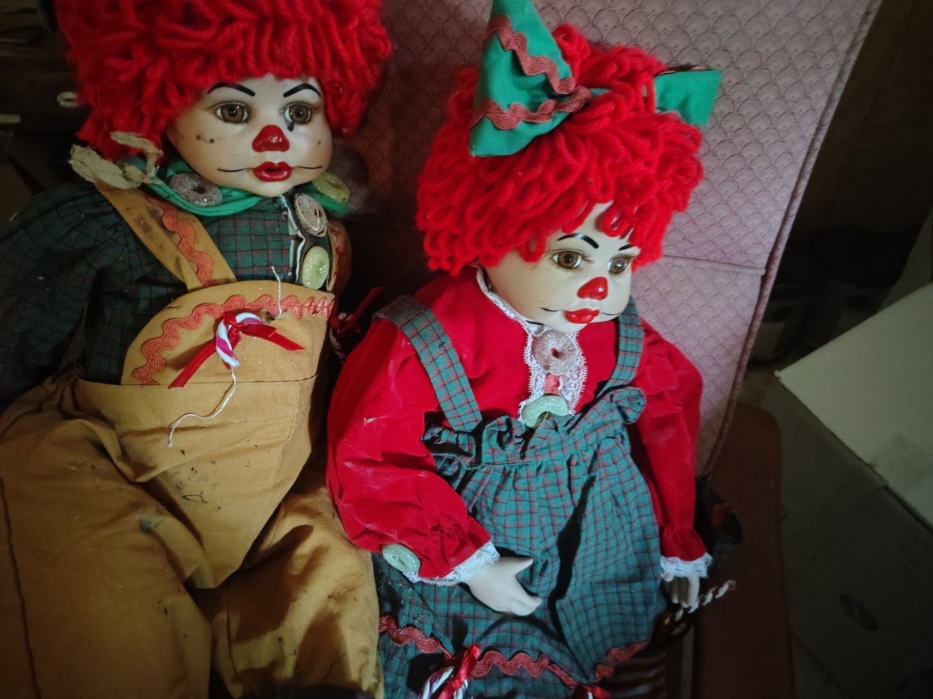 Raggedy ann and Andy elf porcelain dolls