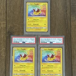 Pokemon SM Black Star Ash’s Pikachu Promo I Choose You PSA 10 & PSA 9