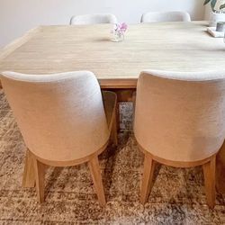Pottery Barn Toscana Extending Dining Table and 4 Layton Upholstered Dining Side Chairs
