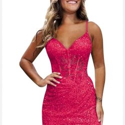 Pink Sequin Dress (Size 0)