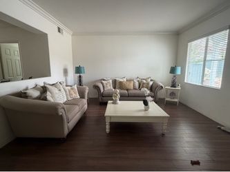 Sofas, tables and lamps