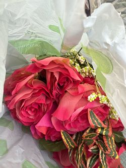 A bunch of fake flowers