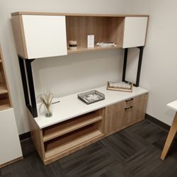 New - Desk Hutch With Low Profile Storage