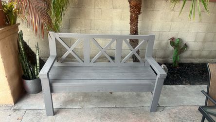 Gray Wooden Outdoor Garden Bench