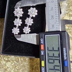 All Moissanite Hanging Flower Earrings